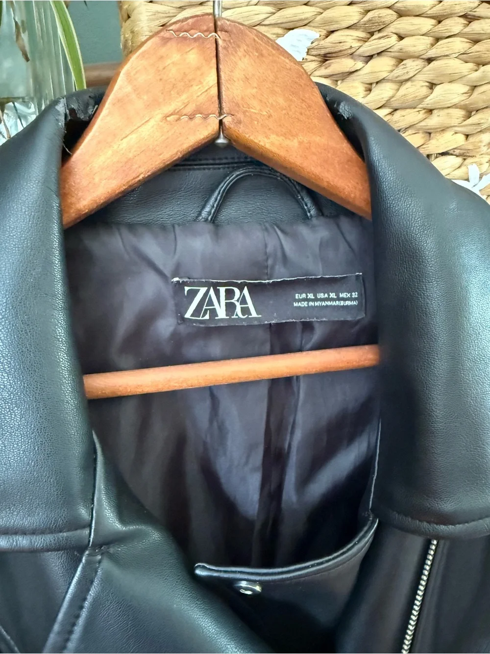 ZARA Black Faux Leather Biker Jacket